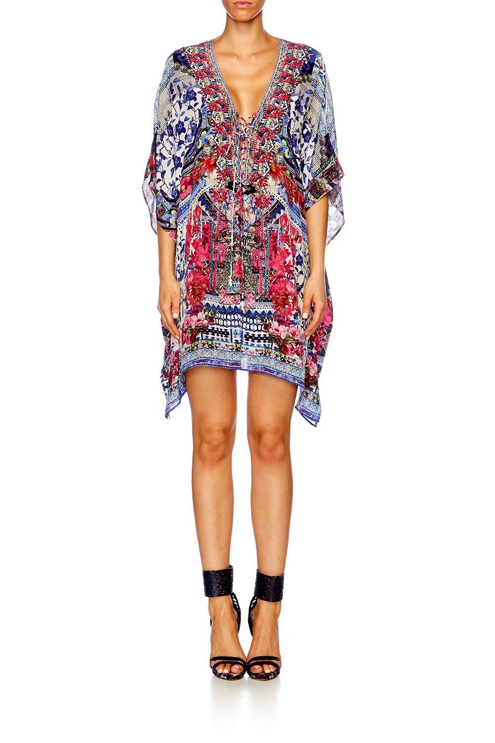 Resortwear-Mujeres CAMILLA Short lace up kaftan from kaili with love