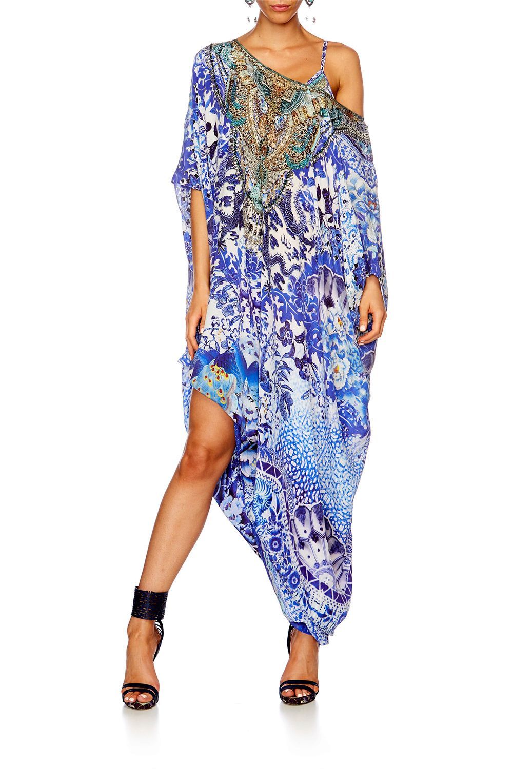 Resortwear-Mujeres CAMILLA Round neck kaftan guardian of secrets