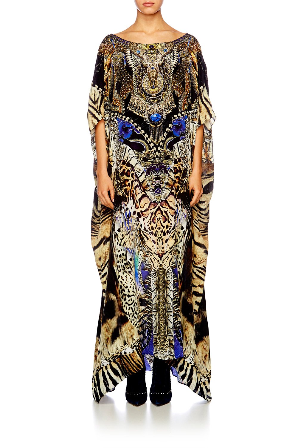 Resortwear-Mujeres CAMILLA Round neck kaftan dragon lady