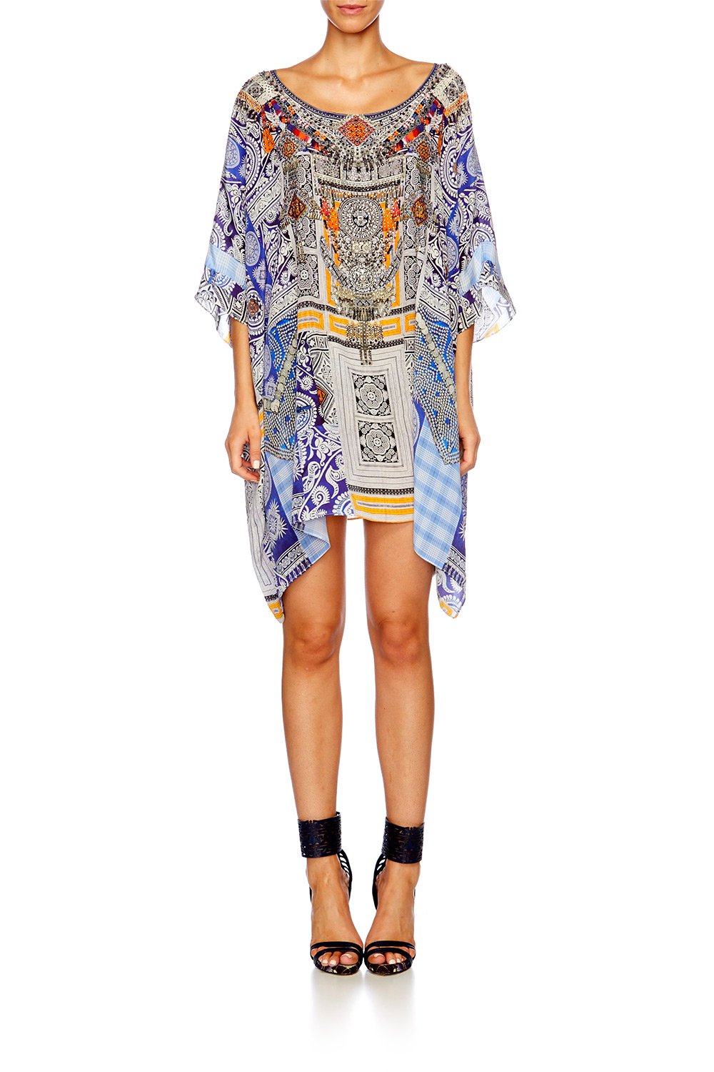 Resortwear-Mujeres CAMILLA Short round neck kaftan dress up box