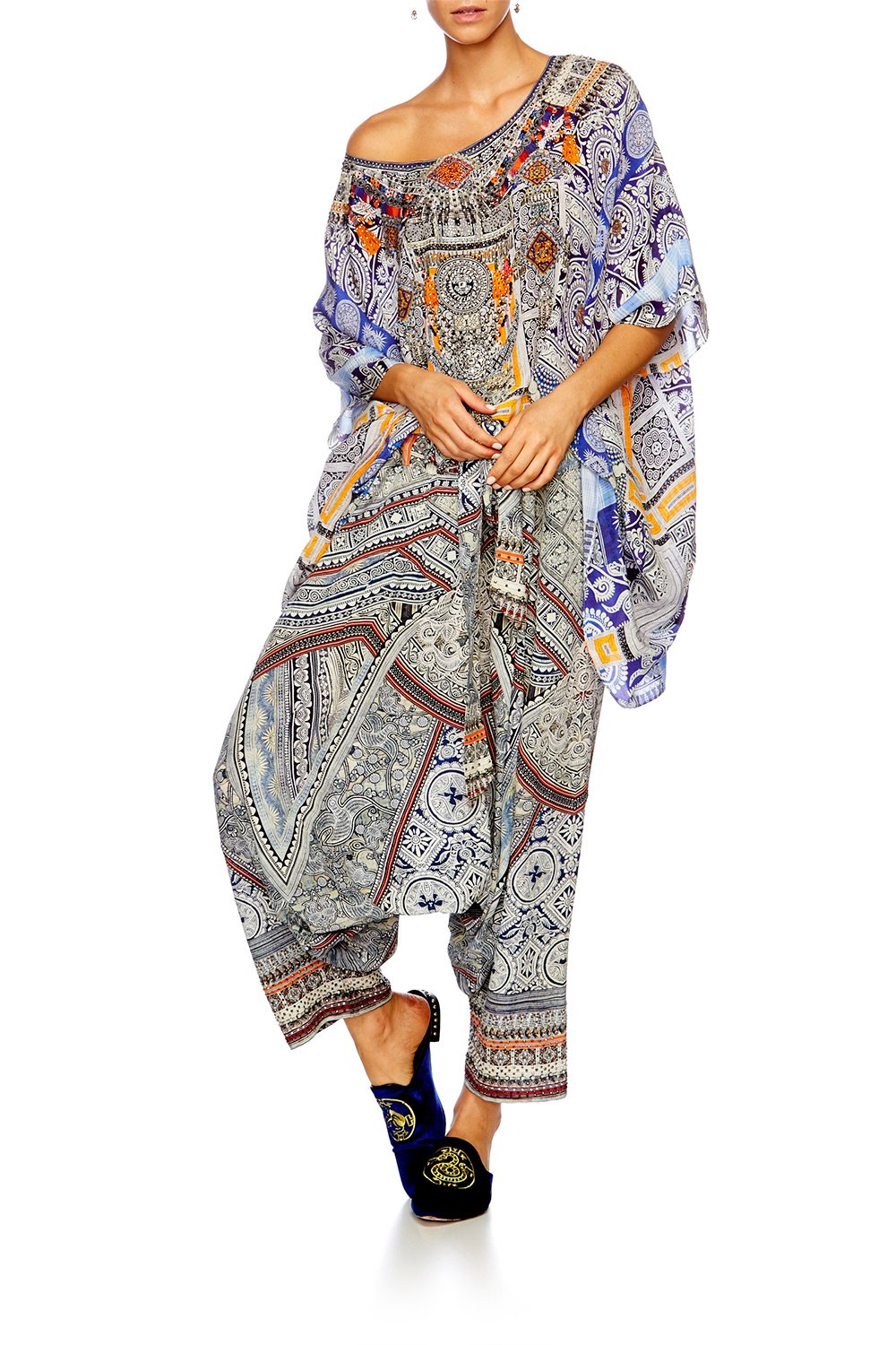 Resortwear-Mujeres CAMILLA Short round neck kaftan dress up box