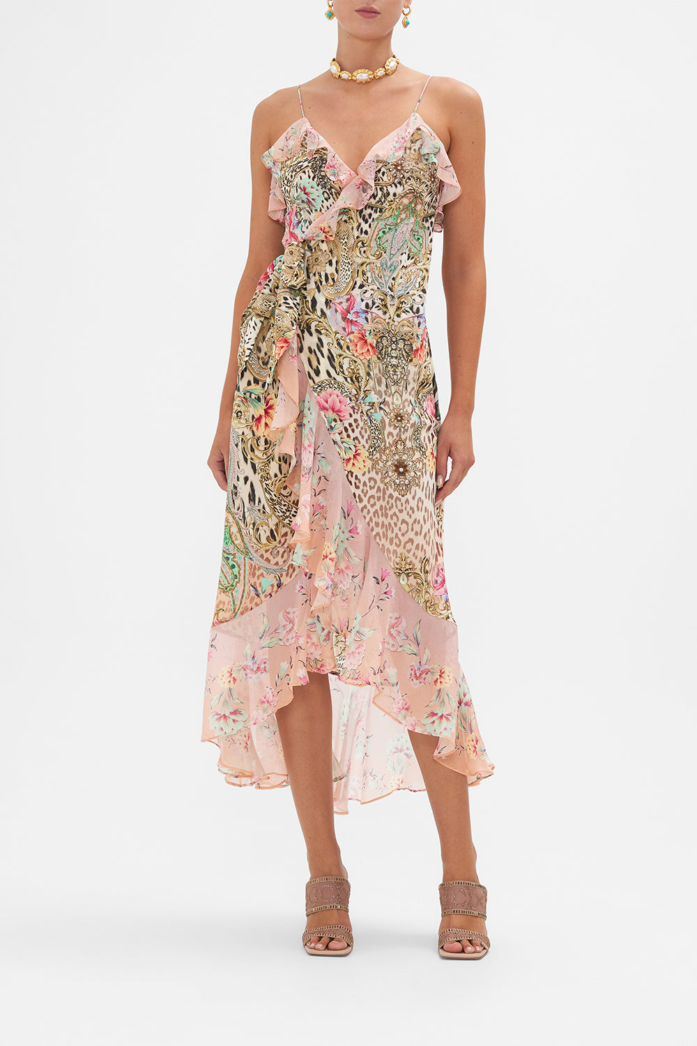 Edición Modesta-Mujeres CAMILLA Long wrap dress with frill