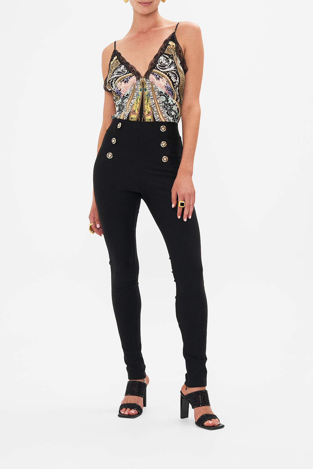 Fondos-Mujeres CAMILLA Button embellished ponte pant