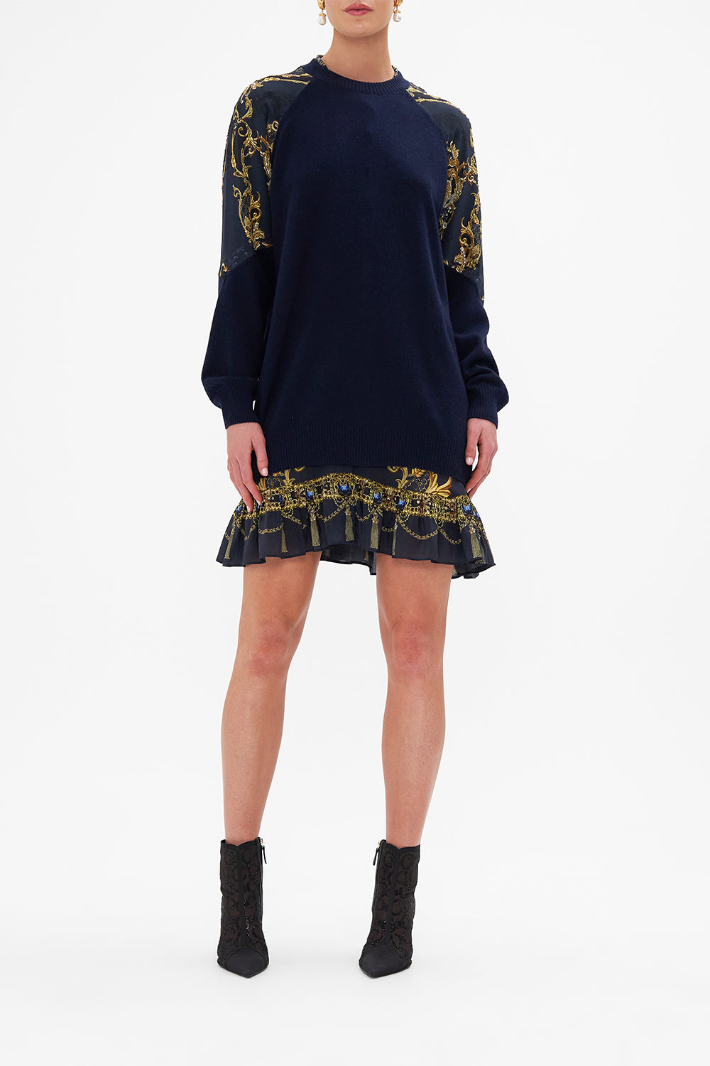 Suéteres | Prendas De Punto-Mujeres CAMILLA Silk spliced shoulder jumper