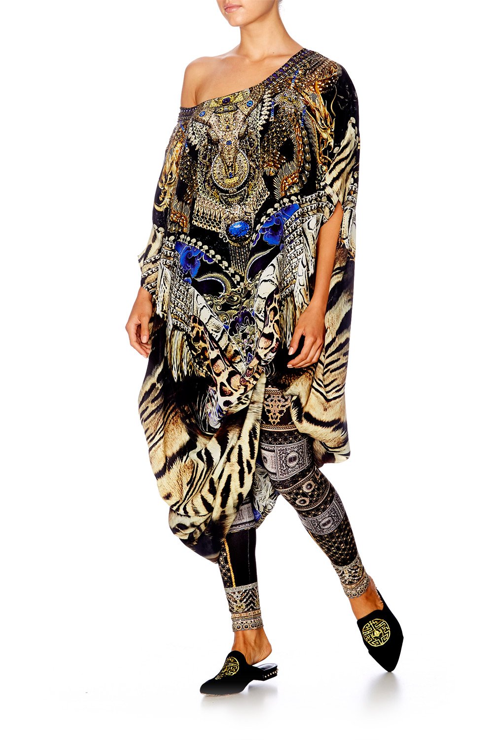 Resortwear-Mujeres CAMILLA Round neck kaftan dragon lady